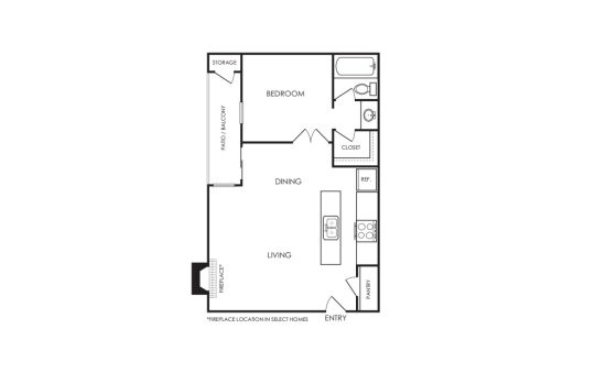 the floor plan for a one bedroom apartment at The Hyde Park at Valley Ranch