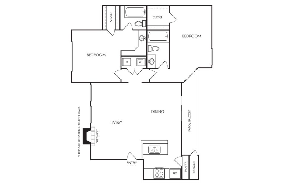 the floor plan for a two bedroom apartment at The Hyde Park at Valley Ranch